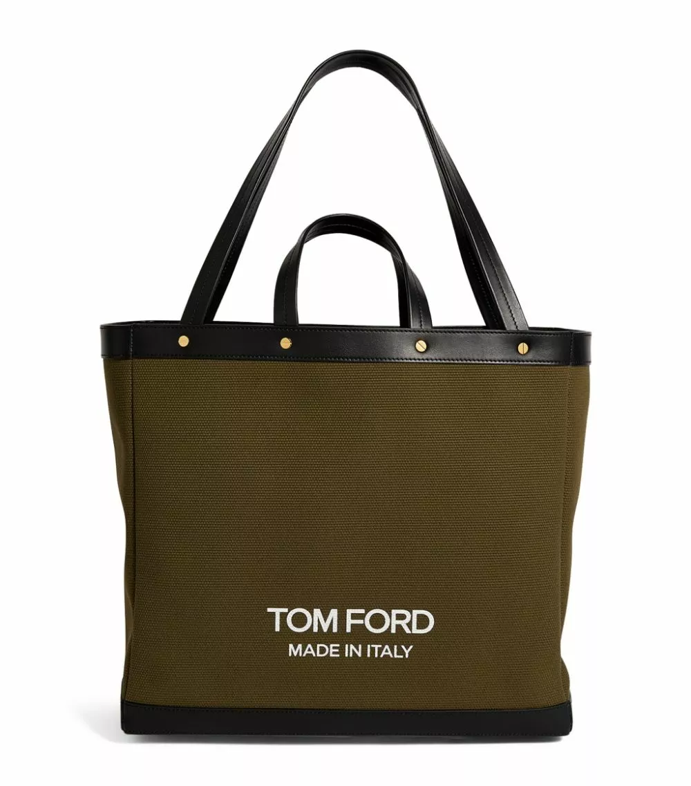 TOM FORD Canvas T Screw Tote Bag C4101 Top Handle Bags 1 TOM FORD Canvas T Screw Tote Bag C4101 Top Handle Bags