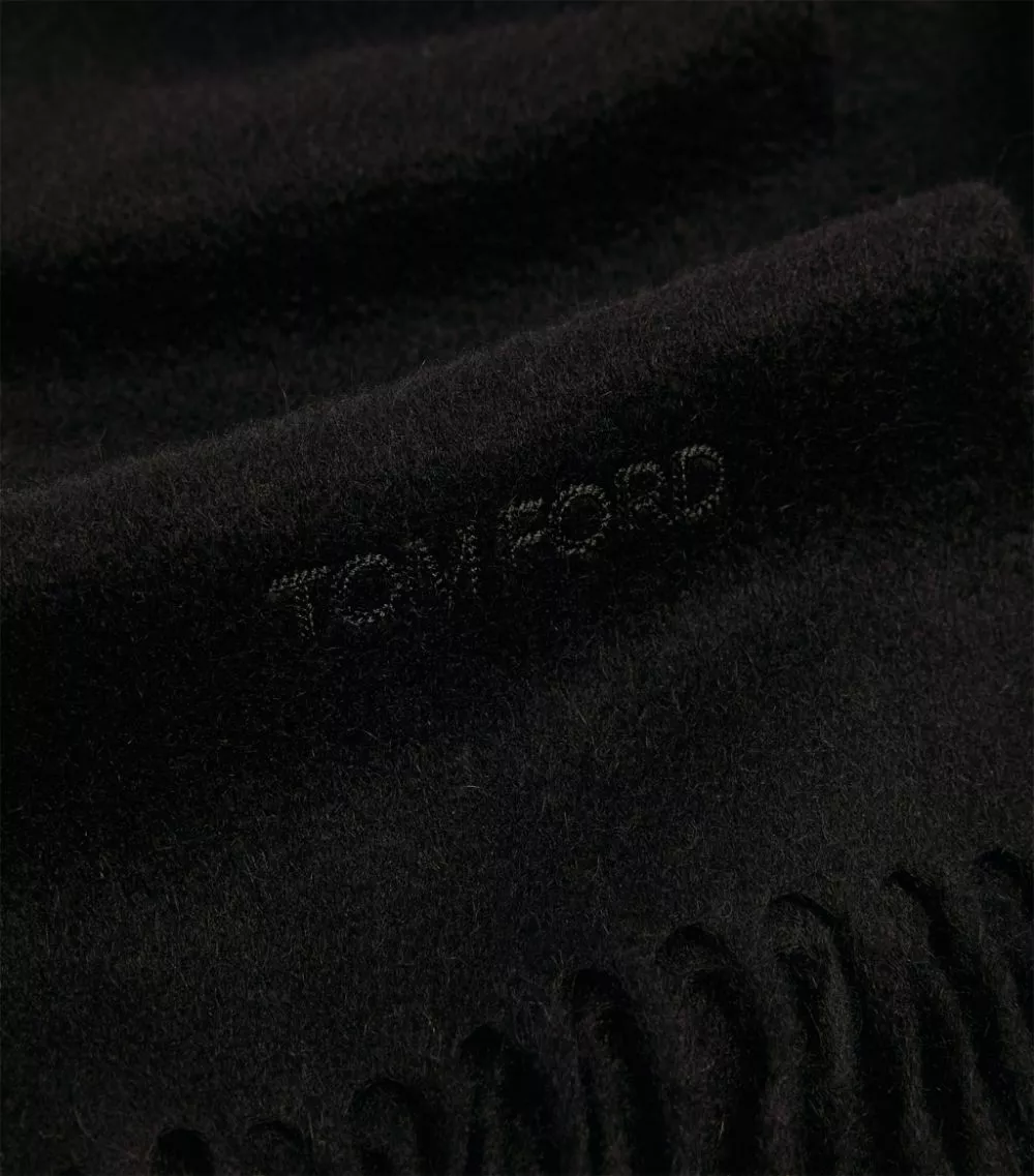 TOM FORD Cashmere Scarf 001 BLK SLD Scarves 3 TOM FORD Cashmere Scarf 001 BLK SLD Scarves - Image 3