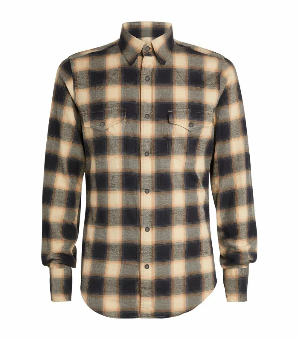 TOM FORD Cotton Check Shirt 266 MD BGE CK Casual Shirts 1 TOM FORD Cotton Check Shirt 266 MD BGE CK Casual Shirts