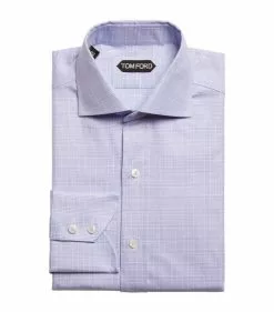 TOM FORD Cotton Check Slim-Fit Shirt 426 MD BLU CK Formal Shirts
