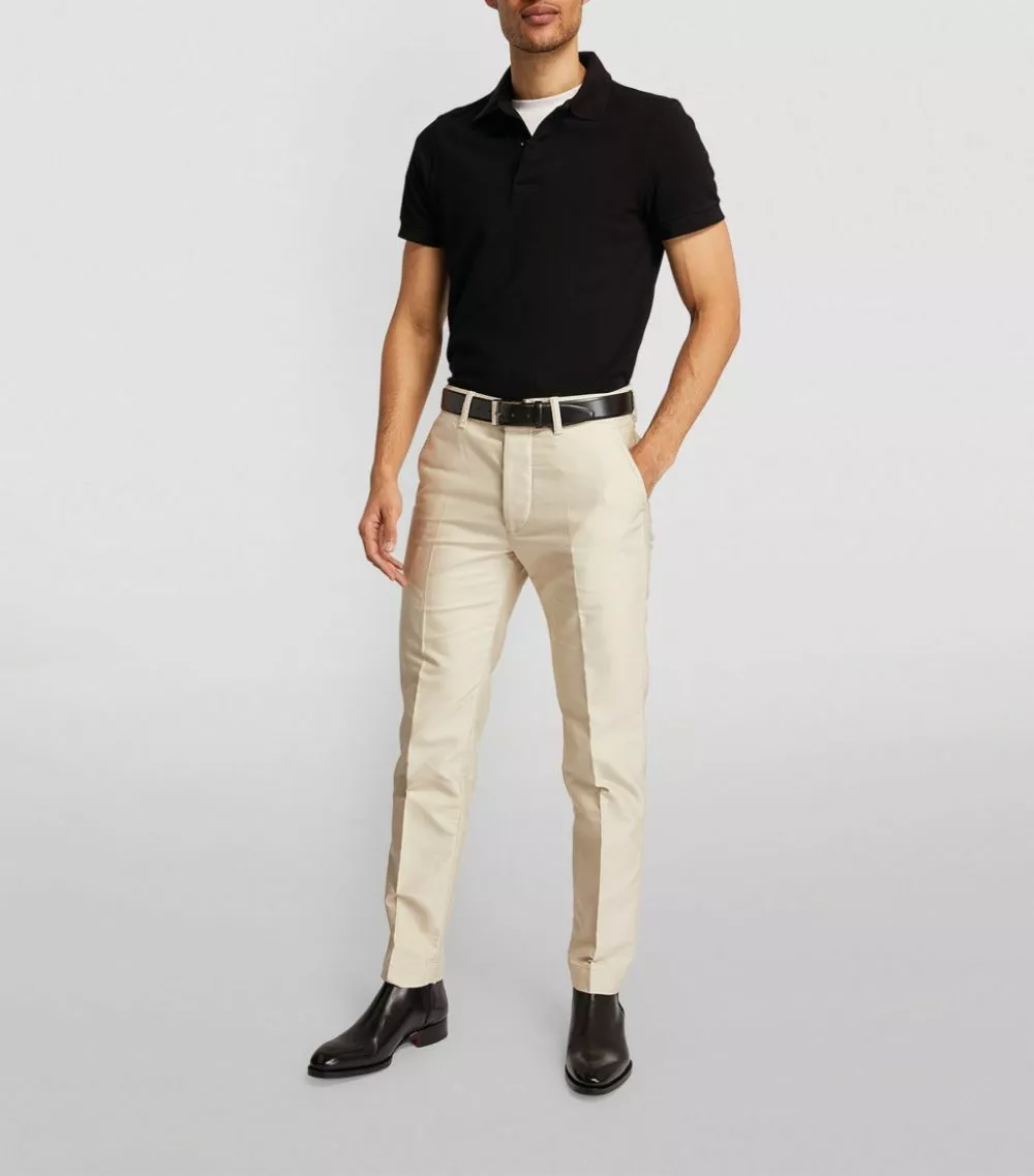 TOM FORD Cotton Polo Shirt 001 BLK SLD Polo Shirts 2 TOM FORD Cotton Polo Shirt 001 BLK SLD Polo Shirts - Image 2