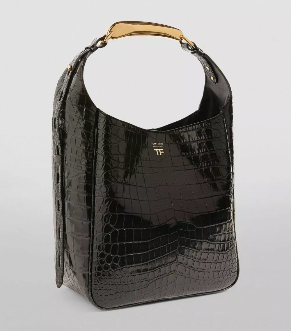 TOM FORD Croc-Embossed Shoulder Bag u9000 Shoulder Bags 3 TOM FORD Croc-Embossed Shoulder Bag u9000 Shoulder Bags - Image 3