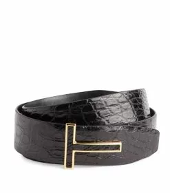 TOM FORD Crocodile Leather Belt U9000BLACK Belts