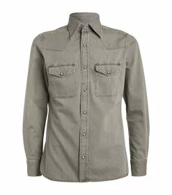 TOM FORD Denim Shirt 023 LT GRY SLD Casual Shirts