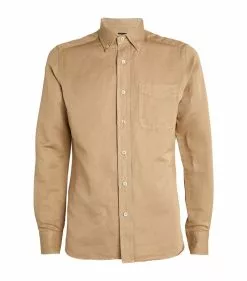 TOM FORD Garment-Dyed Shirt 262 MD BGE SLD Casual Shirts