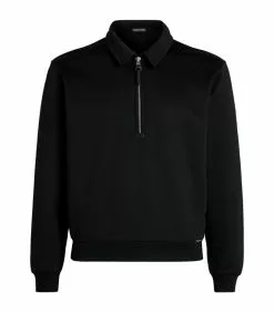 TOM FORD Half-Zip Polo Shirt 001 BLK SLD Polo Shirts