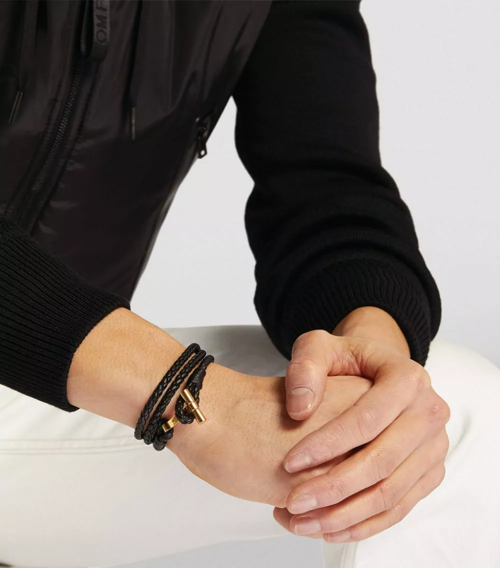 TOM FORD Leather Braided Bracelet BLG BLK Bracelets 4 TOM FORD Leather Braided Bracelet BLG BLK Bracelets - Image 4