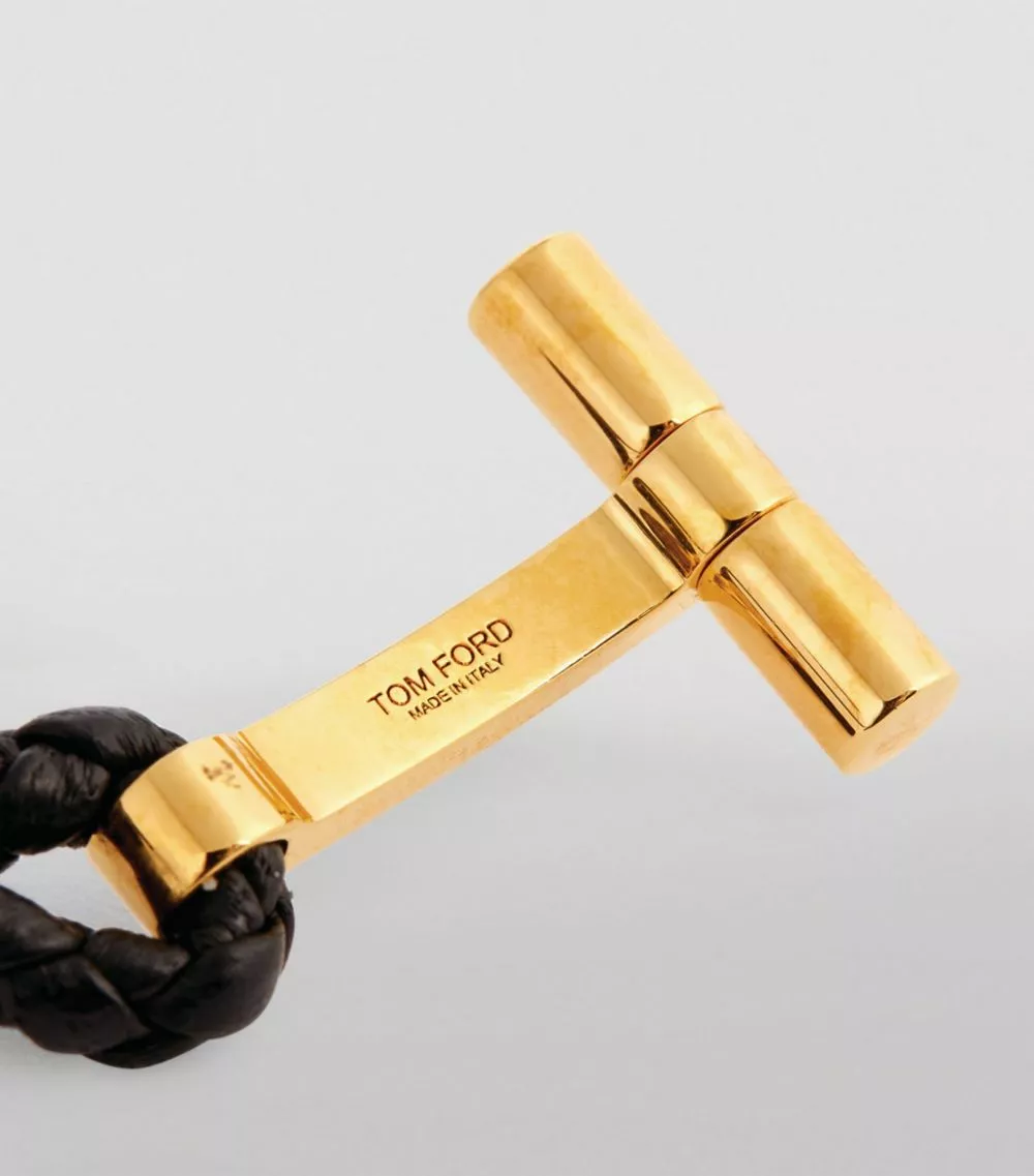 TOM FORD Leather Braided Bracelet BLG BLK Bracelets 3 TOM FORD Leather Braided Bracelet BLG BLK Bracelets - Image 3