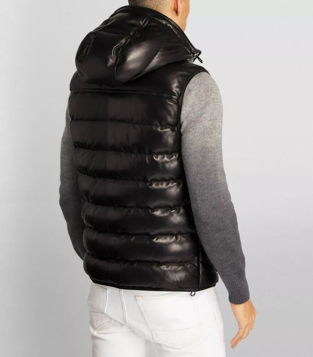 TOM FORD Leather Down-Filled Gilet 001 BLK SLD Gilets 4 TOM FORD Leather Down-Filled Gilet 001 BLK SLD Gilets - Image 4