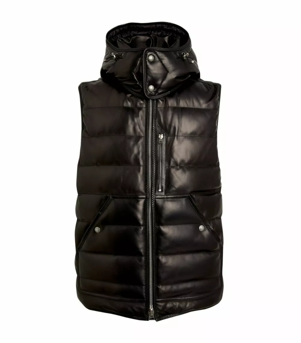 TOM FORD Leather Down-Filled Gilet 001 BLK SLD Gilets 1 TOM FORD Leather Down-Filled Gilet 001 BLK SLD Gilets
