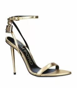 TOM FORD Leather Padlock Sandals 105 GOLD Heeled Sandals -TOM FORD Shop tom ford leather padlock sandals 105 16881078 33456801 1000