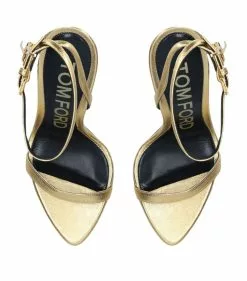 TOM FORD Leather Padlock Sandals 105 GOLD Heeled Sandals -TOM FORD Shop tom ford leather padlock sandals 105 16881078 33458579 1000