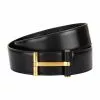 TOM FORD Leather T Clasp Belt BLK BLK Belts