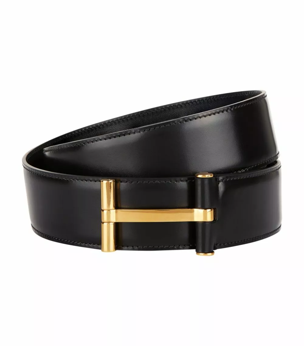 TOM FORD Leather T Clasp Belt BLK BLK Belts 1 TOM FORD Leather T Clasp Belt BLK BLK Belts