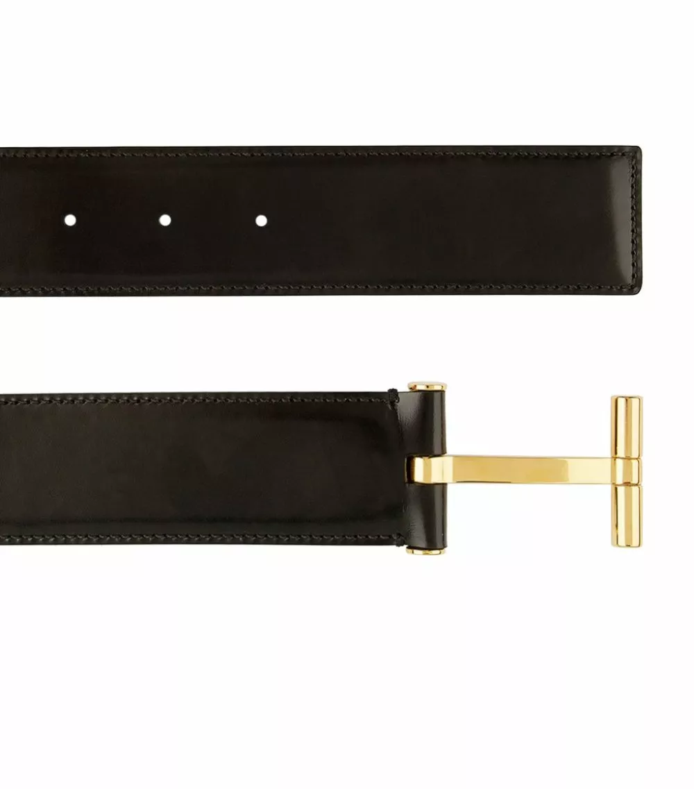TOM FORD Leather T Clasp Belt BLK BLK Belts 4 TOM FORD Leather T Clasp Belt BLK BLK Belts - Image 4