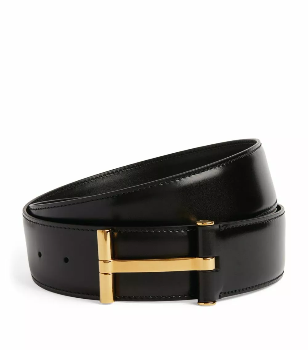 TOM FORD Leather T Clasp Belt BLK BLK Belts 2 TOM FORD Leather T Clasp Belt BLK BLK Belts - Image 2