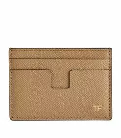 TOM FORD Leather T-Line Card Holder U7099 DARK SAND Cardholders