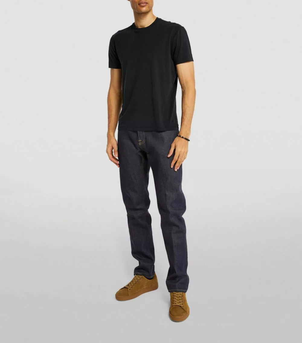 TOM FORD Lyocell-Cotton T-Shirt 001 BLK SLD Plain T-Shirts 2 TOM FORD Lyocell-Cotton T-Shirt 001 BLK SLD Plain T-Shirts - Image 2