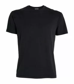 TOM FORD Lyocell-Cotton T-Shirt 001 BLK SLD Plain T-Shirts