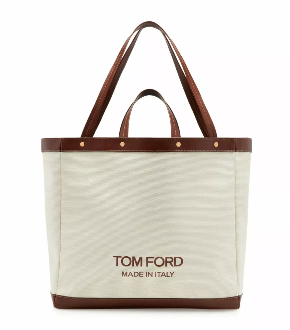 TOM FORD Medium Canvas T Screw Tote Bag C7713 Top Handle Bags 1 TOM FORD Medium Canvas T Screw Tote Bag C7713 Top Handle Bags