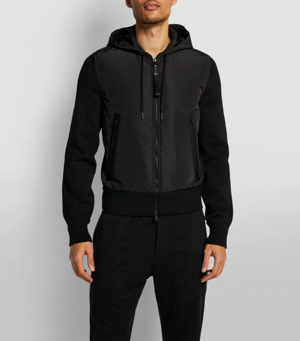 TOM FORD Panelled Hooded Bomber Jacket K09 BLK SLD Bomber Jackets 3 TOM FORD Panelled Hooded Bomber Jacket K09 BLK SLD Bomber Jackets - Image 3