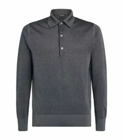 TOM FORD Silk-Cashmere Polo Shirt 402 DK BLU SLD Polo Shirts