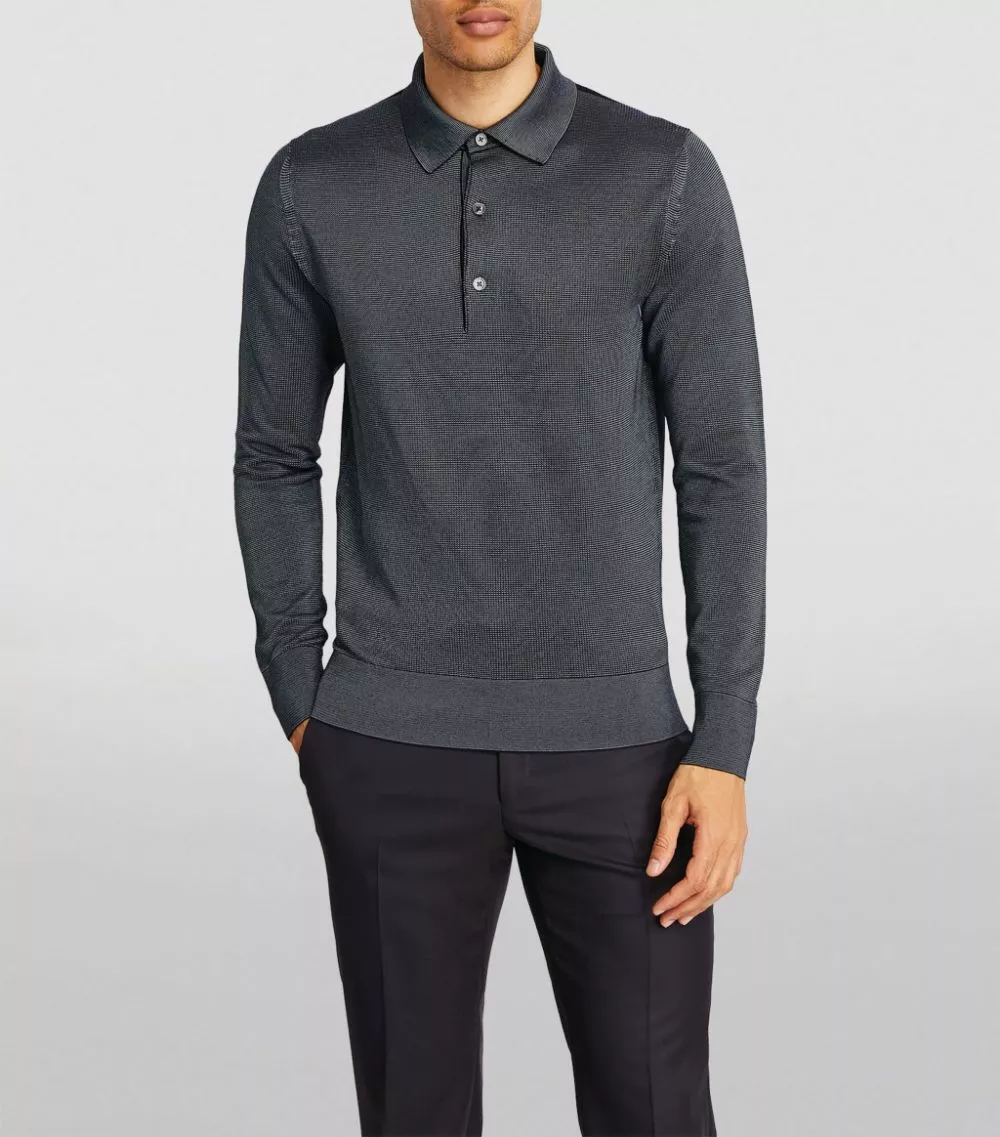 TOM FORD Silk-Cashmere Polo Shirt 402 DK BLU SLD Polo Shirts 3 TOM FORD Silk-Cashmere Polo Shirt 402 DK BLU SLD Polo Shirts - Image 3