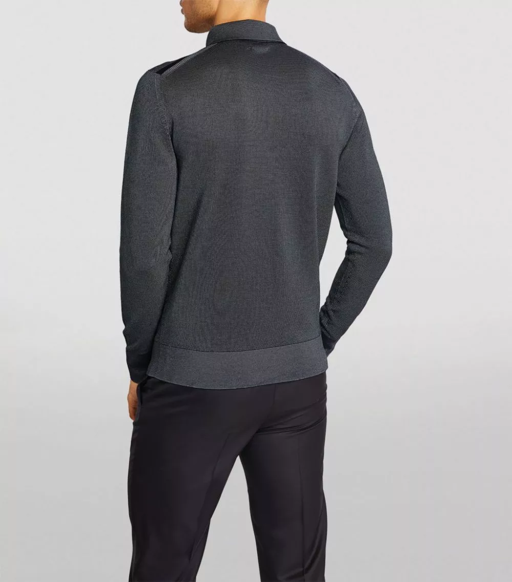 TOM FORD Silk-Cashmere Polo Shirt 402 DK BLU SLD Polo Shirts 4 TOM FORD Silk-Cashmere Polo Shirt 402 DK BLU SLD Polo Shirts - Image 4