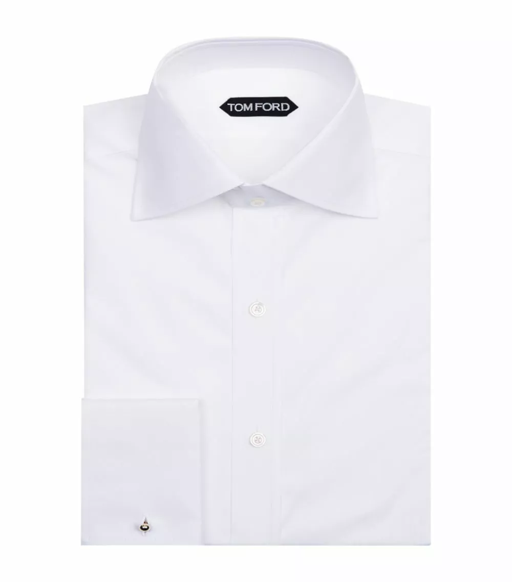TOM FORD Slim-Fit French Cuff Shirt 100 WHT SLD Formal Shirts 2 TOM FORD Slim-Fit French Cuff Shirt 100 WHT SLD Formal Shirts - Image 2