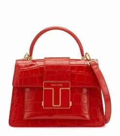 TOM FORD Small Croc-Embossed 001 Top-Handle Bag U3106 Top Handle Bags