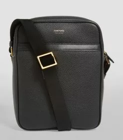 TOM FORD Small Leather Messenger Bag BLK BLK Messenger Bags
