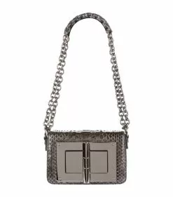 TOM FORD Small Python Natalia Shoulder Bag GUN Shoulder Bags