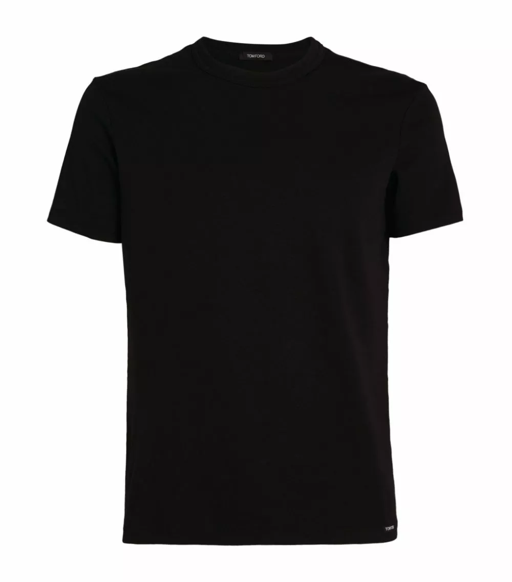 TOM FORD Stretch-Cotton T-Shirt BLACK Printed T-Shirts 1 TOM FORD Stretch-Cotton T-Shirt BLACK Printed T-Shirts