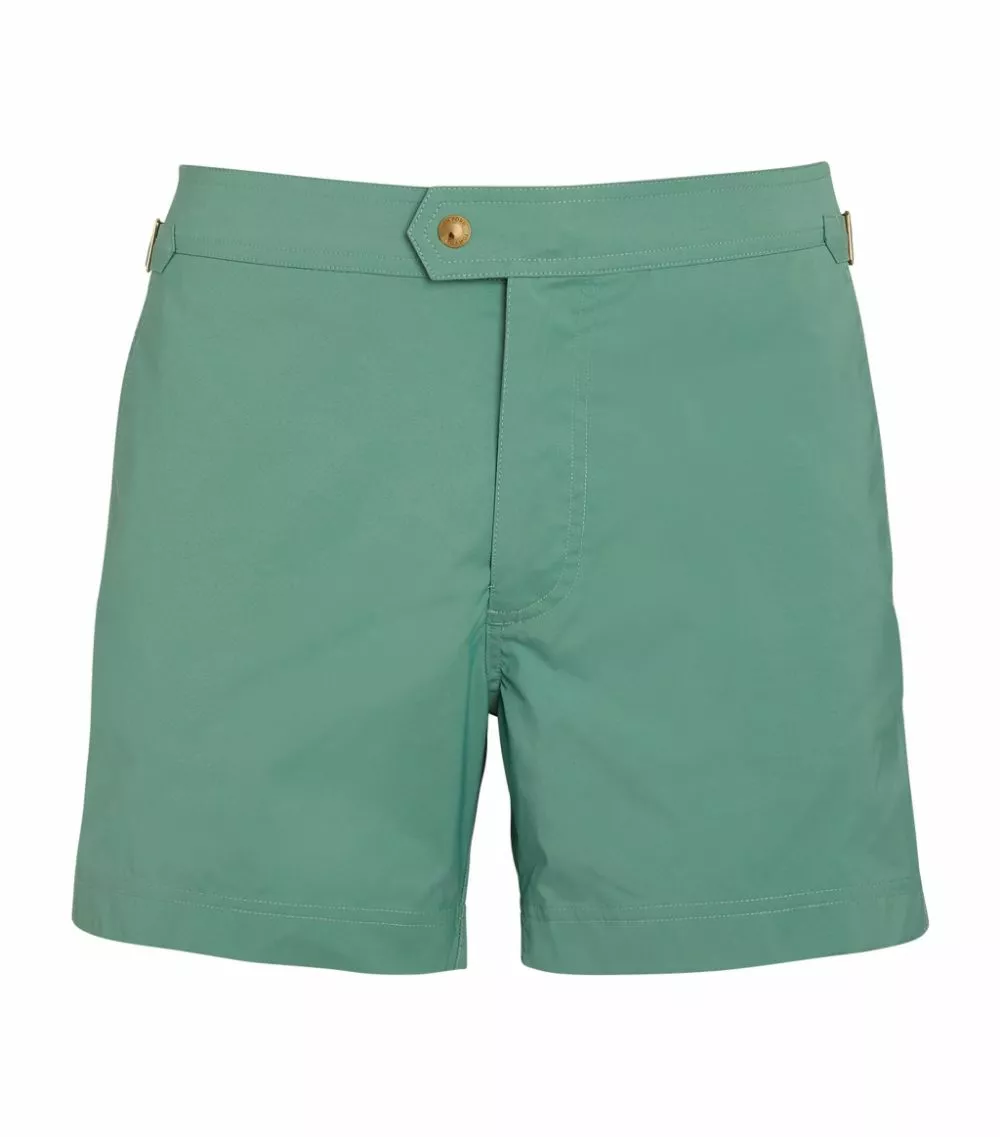 TOM FORD Technical Swim Shorts with Buckle 332 LT GRN SLD Swimwear 1 TOM FORD Technical Swim Shorts with Buckle 332 LT GRN SLD Swimwear