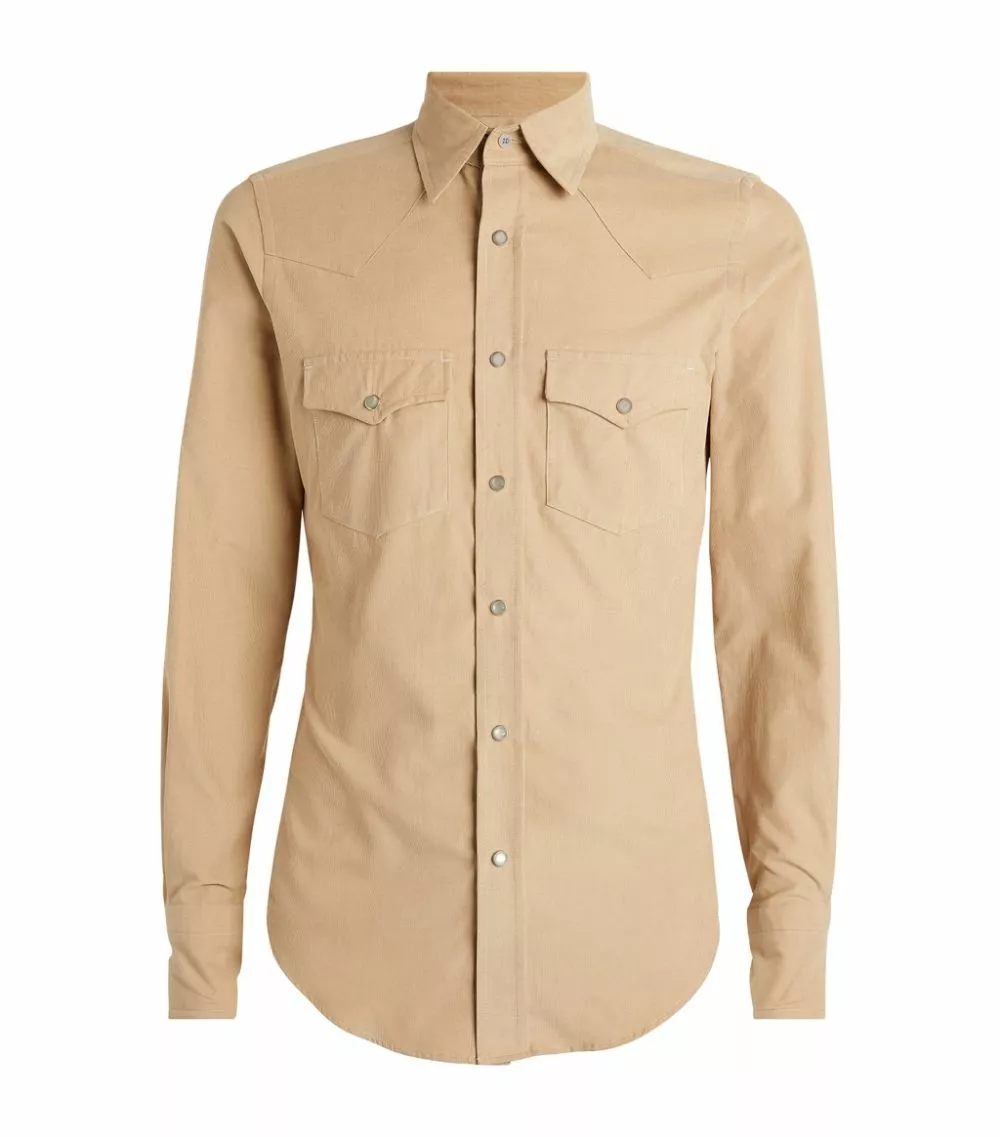TOM FORD TF CSHIRT LIGHT CORD WESTERN SNAP BTTNS 9FT878 BEIGE Casual Shirts 1 TOM FORD TF CSHIRT LIGHT CORD WESTERN SNAP BTTNS 9FT878 BEIGE Casual Shirts