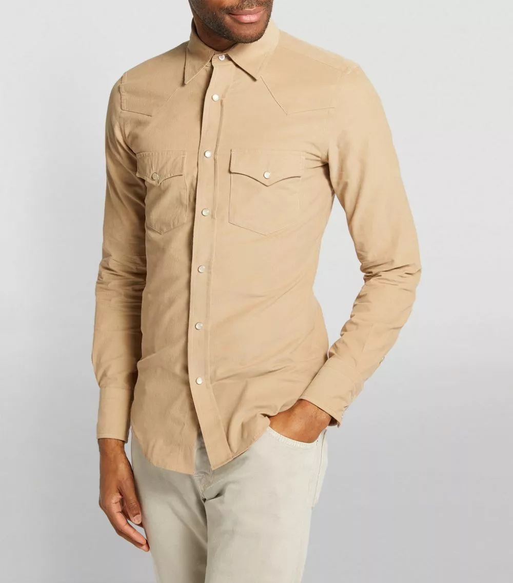 TOM FORD TF CSHIRT LIGHT CORD WESTERN SNAP BTTNS 9FT878 BEIGE Casual Shirts 3 TOM FORD TF CSHIRT LIGHT CORD WESTERN SNAP BTTNS 9FT878 BEIGE Casual Shirts - Image 3