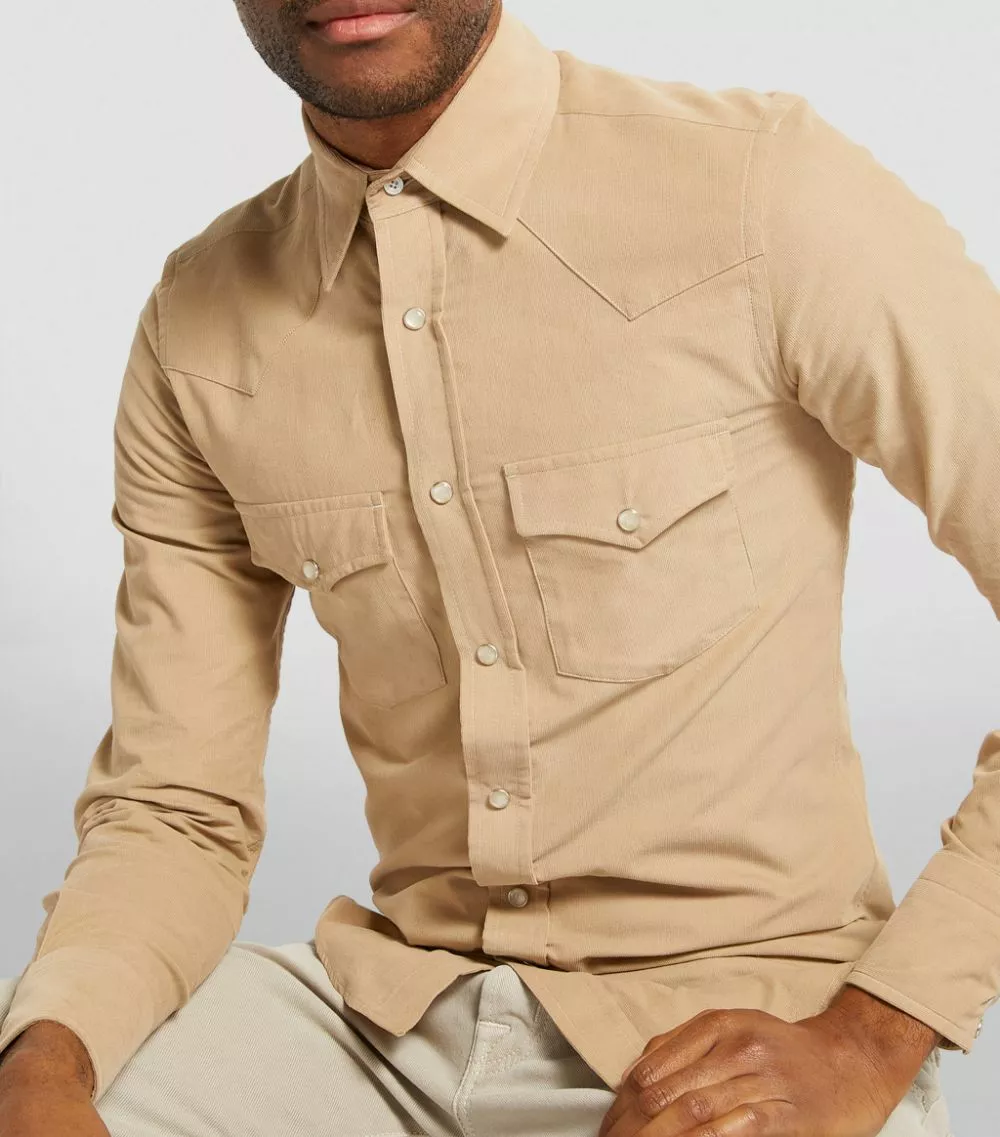 TOM FORD TF CSHIRT LIGHT CORD WESTERN SNAP BTTNS 9FT878 BEIGE Casual Shirts 6 TOM FORD TF CSHIRT LIGHT CORD WESTERN SNAP BTTNS 9FT878 BEIGE Casual Shirts - Image 6