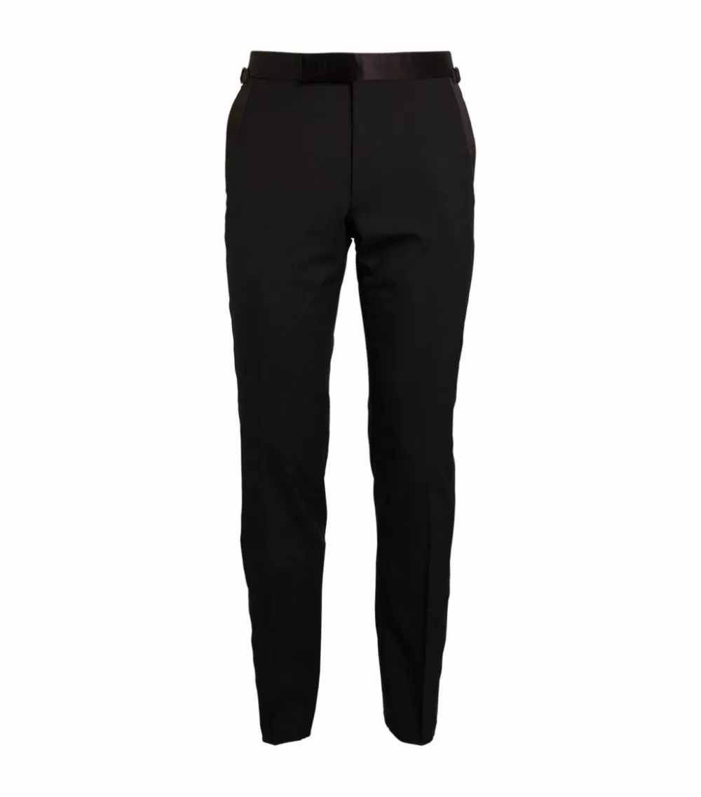 TOM FORD TF FTRS SHELTON SATIN 001 BLK Tailored Trousers 1 TOM FORD TF FTRS SHELTON SATIN 001 BLK Tailored Trousers