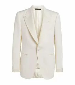TOM FORD TF WOOL MHAIR FJACKET 100 WHITE SOLID Jackets