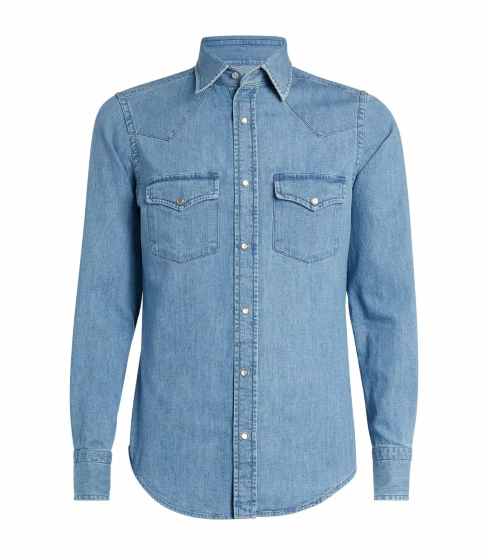 TOM FORD Western Denim Shirt 432 BR BLU SLD Casual Shirts 1 TOM FORD Western Denim Shirt 432 BR BLU SLD Casual Shirts