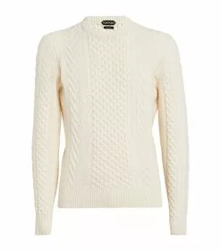 TOM FORD Wool-Blend Cable-Knit Sweater 105 NAT SLD Jumpers