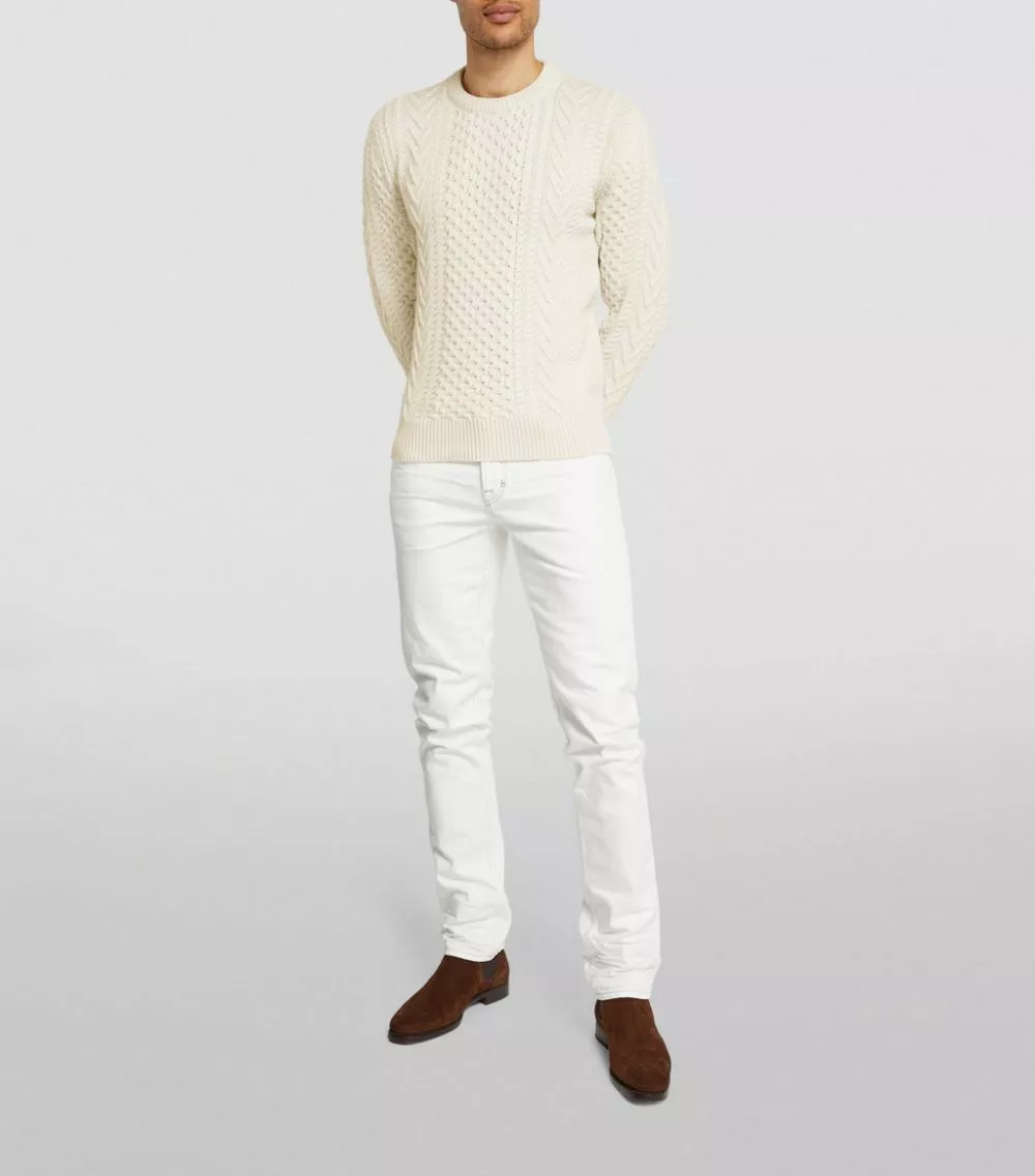 TOM FORD Wool-Blend Cable-Knit Sweater 105 NAT SLD Jumpers 2 TOM FORD Wool-Blend Cable-Knit Sweater 105 NAT SLD Jumpers - Image 2