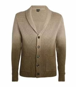 TOM FORD Wool-Blend Dip-Dye Cardigan 262 MD BGE SLD Cardigans
