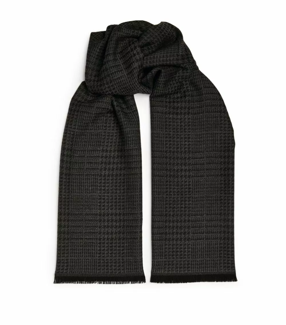 TOM FORD Wool Check Scarf 026 DK GRY CK Scarves 1 TOM FORD Wool Check Scarf 026 DK GRY CK Scarves