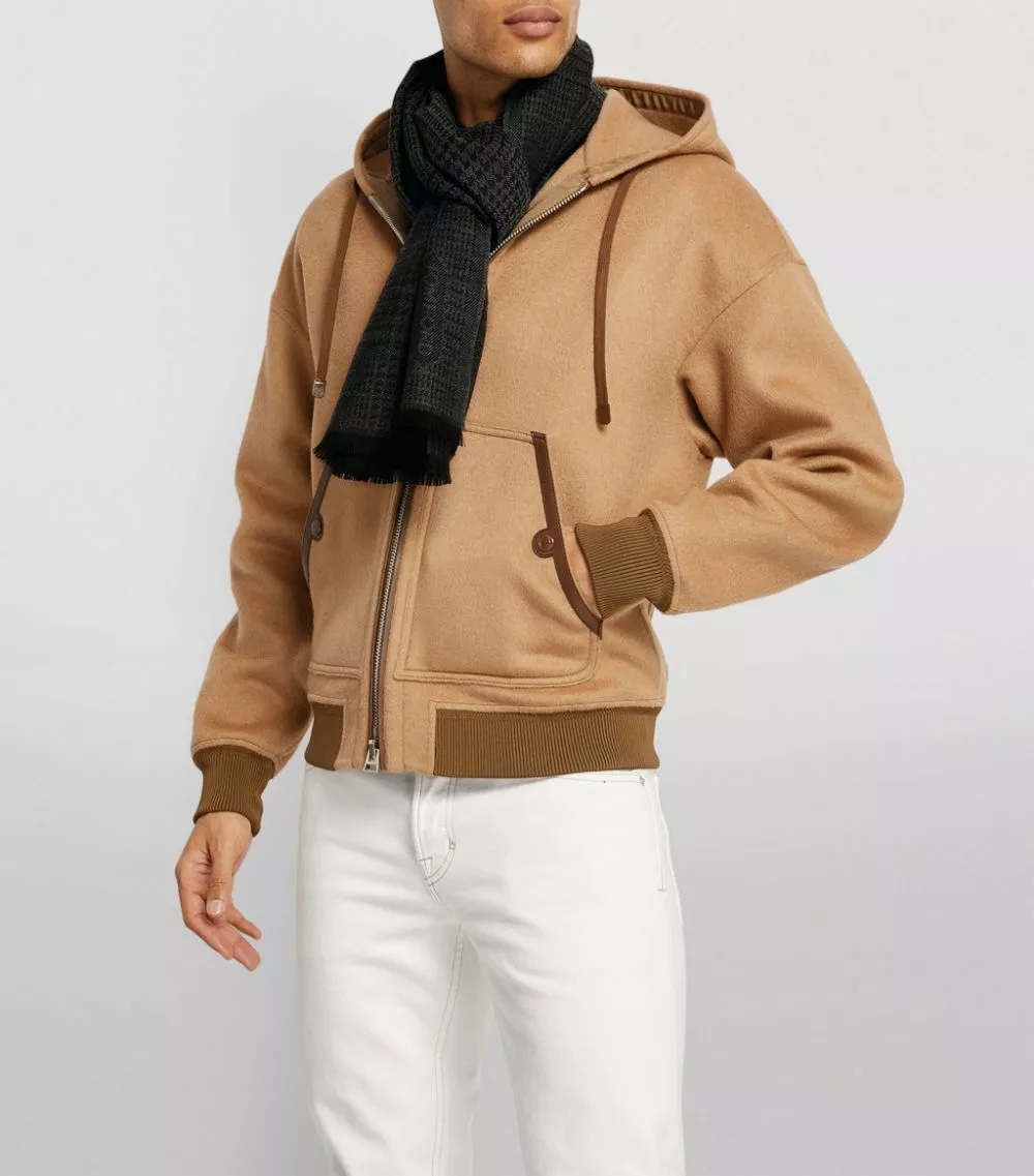 TOM FORD Wool Check Scarf 026 DK GRY CK Scarves 2 TOM FORD Wool Check Scarf 026 DK GRY CK Scarves - Image 2